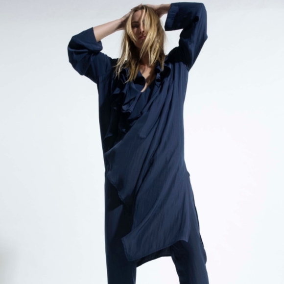 NWT Mela Purdie Rufflet Coat in Midnight SZ 6 - Picture 2 of 14